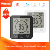 Aubessi temperatuuriniiskuse andur veekindel IP24 LCD ekraan nutikas duširuumi seinakell koos imikorgiga köögi-vannitoa jaoks