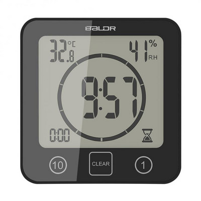 Aubessi temperatuuriniiskuse andur veekindel IP24 LCD ekraan nutikas duširuumi seinakell koos imikorgiga köögi-vannitoa jaoks