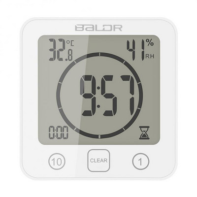 Aubessi temperatuuriniiskuse andur veekindel IP24 LCD ekraan nutikas duširuumi seinakell koos imikorgiga köögi-vannitoa jaoks