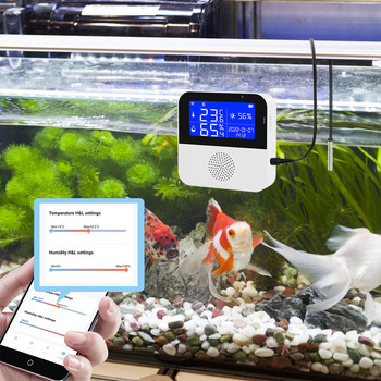 ACJ Smart Tuya WIFI Сензор за температура и влажност LCD дисплей Вътрешен домашен растеж на растения Висока точност с линия за температура на водата