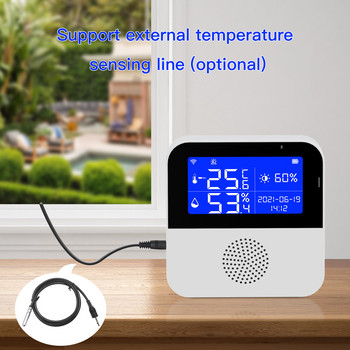 ACJ Smart Tuya WIFI Сензор за температура и влажност LCD дисплей Вътрешен домашен растеж на растения Висока точност с линия за температура на водата