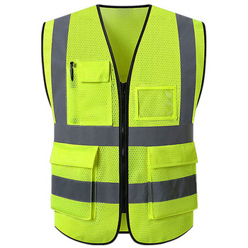 10 цвята Светлоотразяваща защитна мрежеста жилетка с джобове за строителство Трафик Добив Проучване Спасяване Колоездене