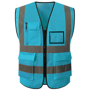 10 цвята Светлоотразяваща защитна мрежеста жилетка с джобове за строителство Трафик Добив Проучване Спасяване Колоездене