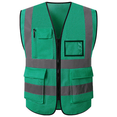 10 színű fényvisszaverő biztonsági biztonsági hálós mellény zsebekkel építőipari közlekedéshez Bányászat Kutatás Mentő Kerékpározás