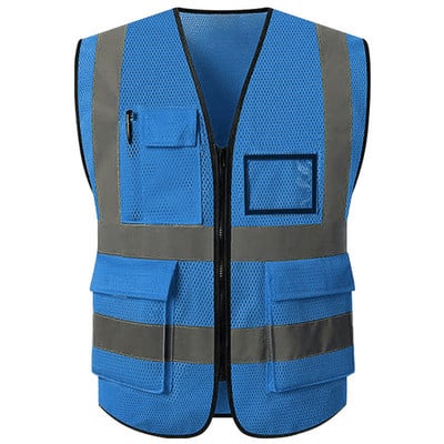 10 színű fényvisszaverő biztonsági biztonsági hálós mellény zsebekkel építőipari közlekedéshez Bányászat Kutatás Mentő Kerékpározás