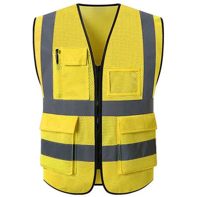10 színű fényvisszaverő biztonsági biztonsági hálós mellény zsebekkel építőipari közlekedéshez Bányászat Kutatás Mentő Kerékpározás