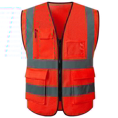 10 színű fényvisszaverő biztonsági biztonsági hálós mellény zsebekkel építőipari közlekedéshez Bányászat Kutatás Mentő Kerékpározás