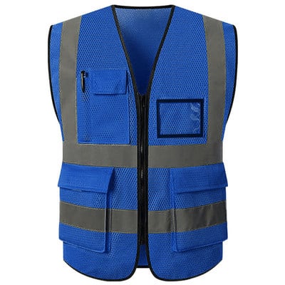 10 színű fényvisszaverő biztonsági biztonsági hálós mellény zsebekkel építőipari közlekedéshez Bányászat Kutatás Mentő Kerékpározás