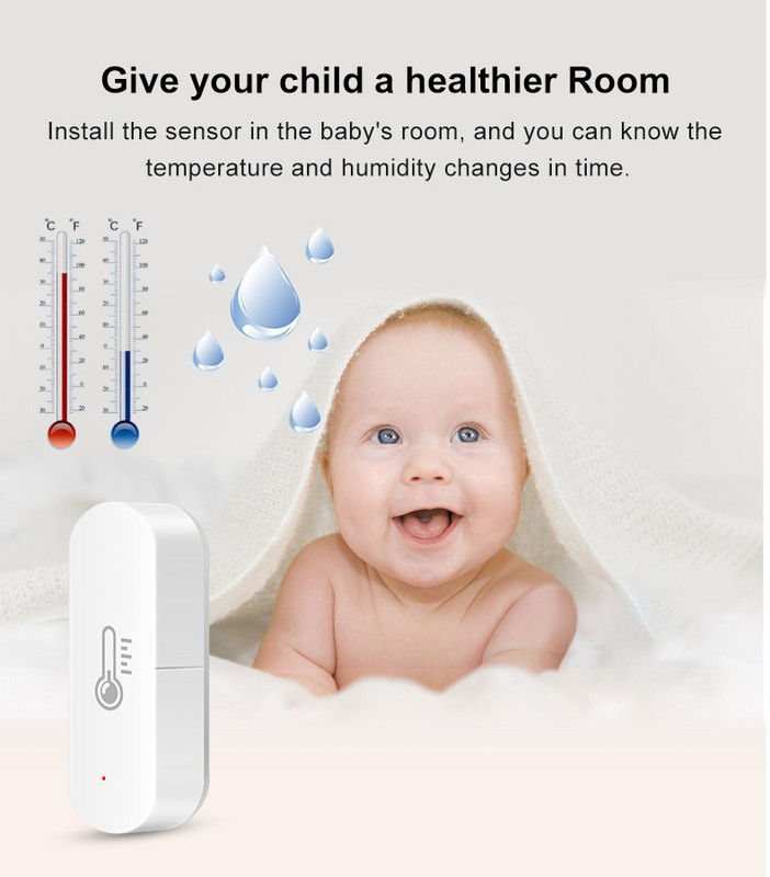 RYRA Wifi viedais temperatūras mitruma sensors iekštelpu āra higrometra termometra detektors Alexa Google Home SmartLife