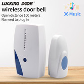 Sonerie fără fir cu 32Tunes, gamă de 100 m, inteligentă, impermeabilă, 315 Mhz, telecomandă fără fir, buton pentru sonerie pentru biroul de acasă