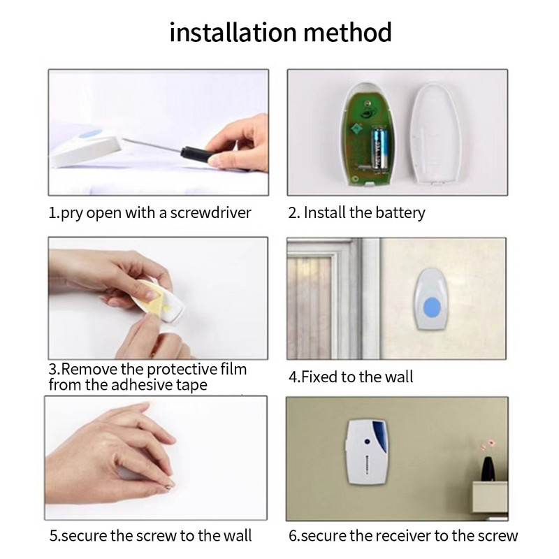 Sonerie fără fir cu 32Tunes, gamă de 100 m, inteligentă, impermeabilă, 315 Mhz, telecomandă fără fir, buton pentru sonerie pentru biroul de acasă