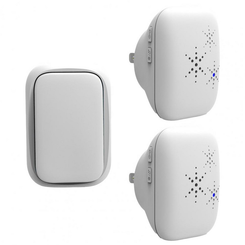 1 szett vezeték nélküli csengő, saját tápellátású vízálló zene, nagy hatótávolságú távirányító, vezeték nélküli ajtócsengő készlet campainha sem fio