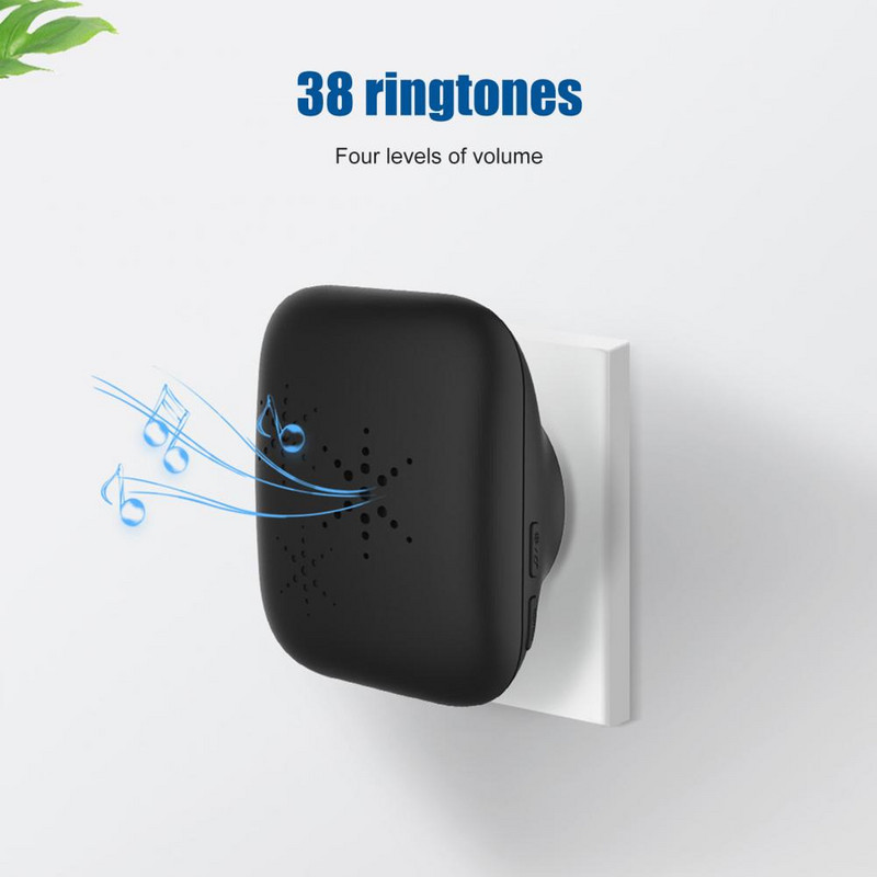 1 szett vezeték nélküli csengő, saját tápellátású vízálló zene, nagy hatótávolságú távirányító, vezeték nélküli ajtócsengő készlet campainha sem fio