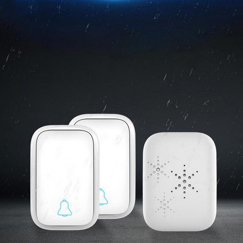 1 szett vezeték nélküli csengő, saját tápellátású vízálló zene, nagy hatótávolságú távirányító, vezeték nélküli ajtócsengő készlet campainha sem fio