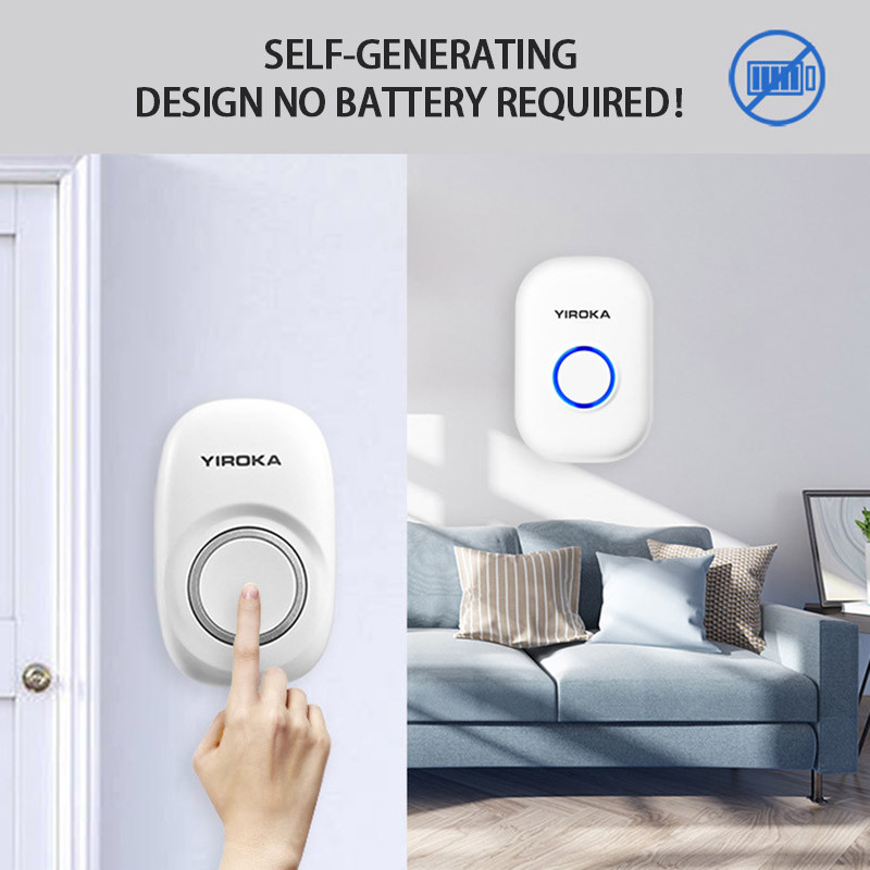 Pašspēka ūdensizturīgs bezvadu durvju zvana komplekts ar uztvērēju 433Mhz Home Welcome Smart Doorbell 58 Melodies Sound Home Door Zvani