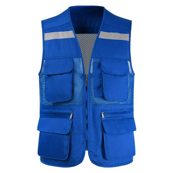 Ανδρικό γιλέκο ψαρέματος Tactical για εξωτερικούς χώρους Σακάκι Man Safari Jacket με πολλές τσέπες Αμάνικα μπουφάν ταξιδιού Hi Vis Workwear Vest