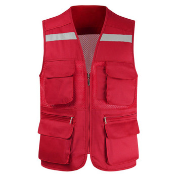 Ανδρικό γιλέκο ψαρέματος Tactical για εξωτερικούς χώρους Σακάκι Man Safari Jacket με πολλές τσέπες Αμάνικα μπουφάν ταξιδιού Hi Vis Workwear Vest