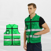 Green Saugumo liemenė Reflective Surveryor Tinklinė saugos liemenė Striukė Gerai matoma darbo apranga
