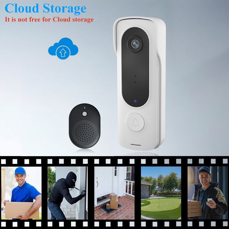 Sonerie video fără fir HD 1080P Stocare în cloud Interfon Wifi Sonerie cu vedere de noapte Sonerie audio cu 2 căi de securitate pentru biroul de acasă