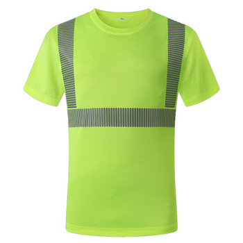 Πουκάμισο εξωτερικού χώρου Φθορίζον υψηλής ορατότητας Πουκάμισο εργασίας ασφαλείας Καλοκαιρινό αναπνεύσιμο μπλουζάκι εργασίας Ανακλαστικό μπλουζάκι Quick Dry