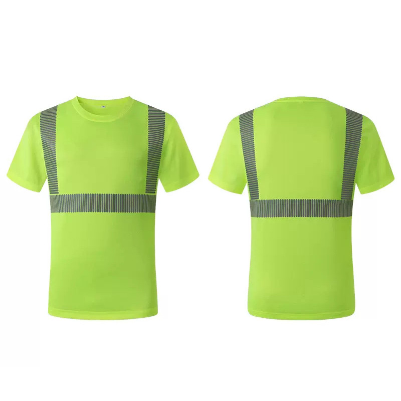 Lauko marškinėliai Fluorescentiniai didelio matomumo saugos darbo marškinėliai Vasariniai kvėpuojantys darbo marškinėliai Šviesą atspindintys marškinėliai greitai džiūsta