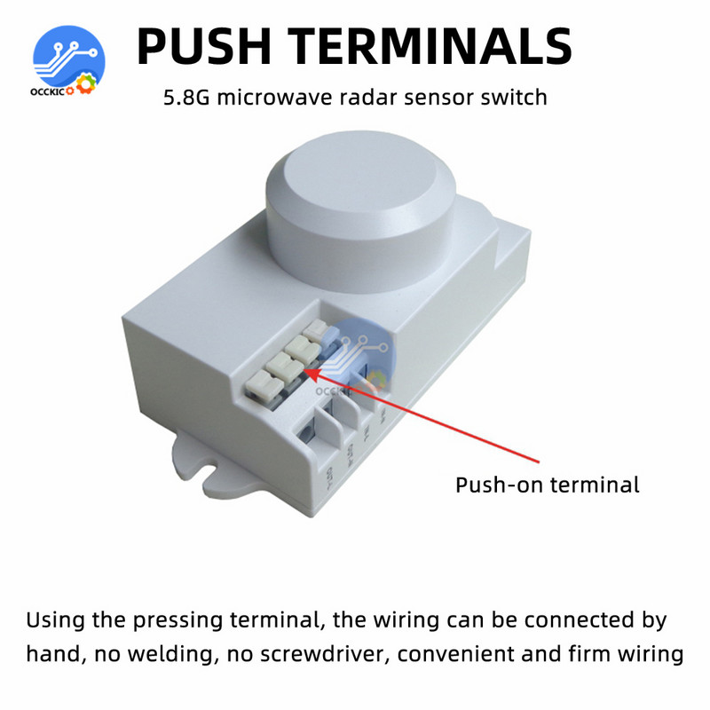5,8 GHz-es mikrohullámú radar érzékelő kapcsoló AC85-250 V DIP kapcsoló/ gombos kapcsoló a beállításhoz
