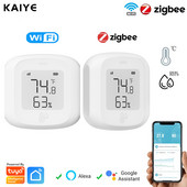 Tuya WiFi ZigBee temperatūros drėgmės jutiklis Smart Home Automation Vidaus termometro LCD ekrano palaikymas Alexa Google Assistant
