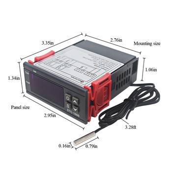 Цифров регулатор на температурата Термостат по Фаренхайт по Целзий с NTC сензор 2 релета STC-1000 ITC-1000 за хладилник