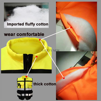 Ανακλαστικό γιλέκο υψηλής ορατότητας Προειδοποίηση Ρούχα ασφαλείας Φθορίζοντα πολλαπλές τσέπες Οδική κυκλοφορία Ρούχα εργασίας Ομοιόμορφα ενδύματα εργασίας