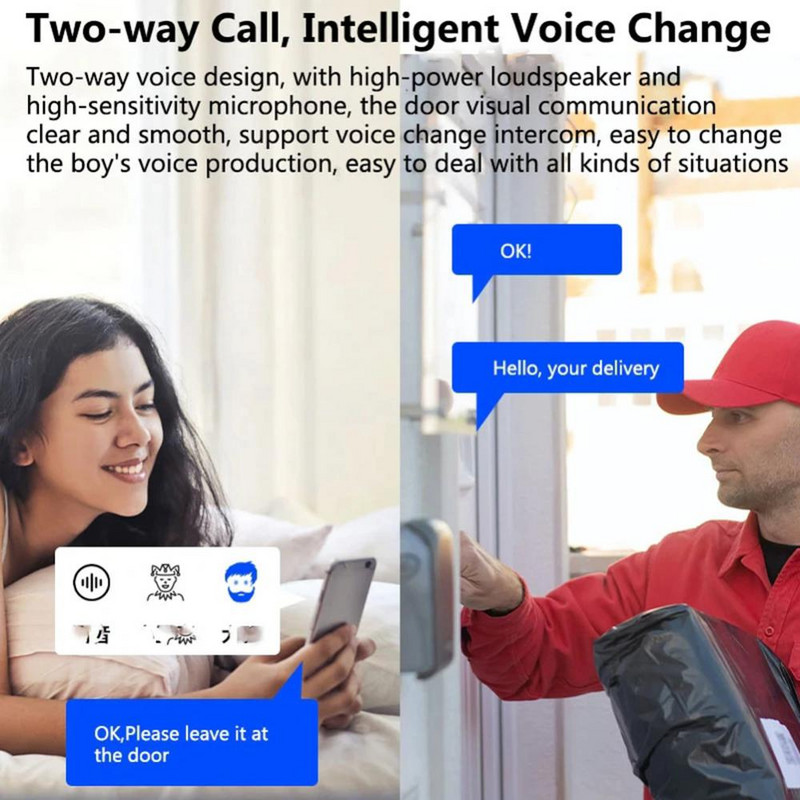 AUBESS Video zvono WiFi Vanjsko zvono Vodootporno IP65 Baterija Portafon Pametni dom Bežični portafon Kamera