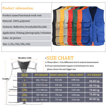 Γρήγορη ξήρανση αναπνεύσιμο διχτυωτό γιλέκο ανδρικό φωτογράφο Αμάνικο μπουφάν με πολλές τσέπες για πεζοπορία για ψάρεμα κυνηγετικό γιλέκο