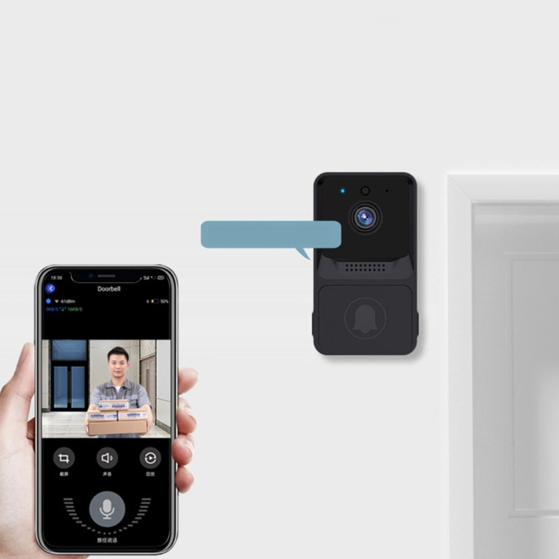 WiFi juhtmevaba nutikas uksekell 1080P-kõrglahutusega videokaamera telefon sisetelefon PIR liikumistuvastus, turvaline madala energiatarbega 45BA