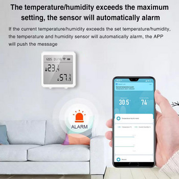 Tenky Smart WIFI Сензор за температура и влажност Вътрешен хигрометър Термометър TUYA Smart Home Работа с Alexa Google Assistant