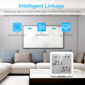 Tenky Smart WIFI Сензор за температура и влажност Вътрешен хигрометър Термометър TUYA Smart Home Работа с Alexa Google Assistant