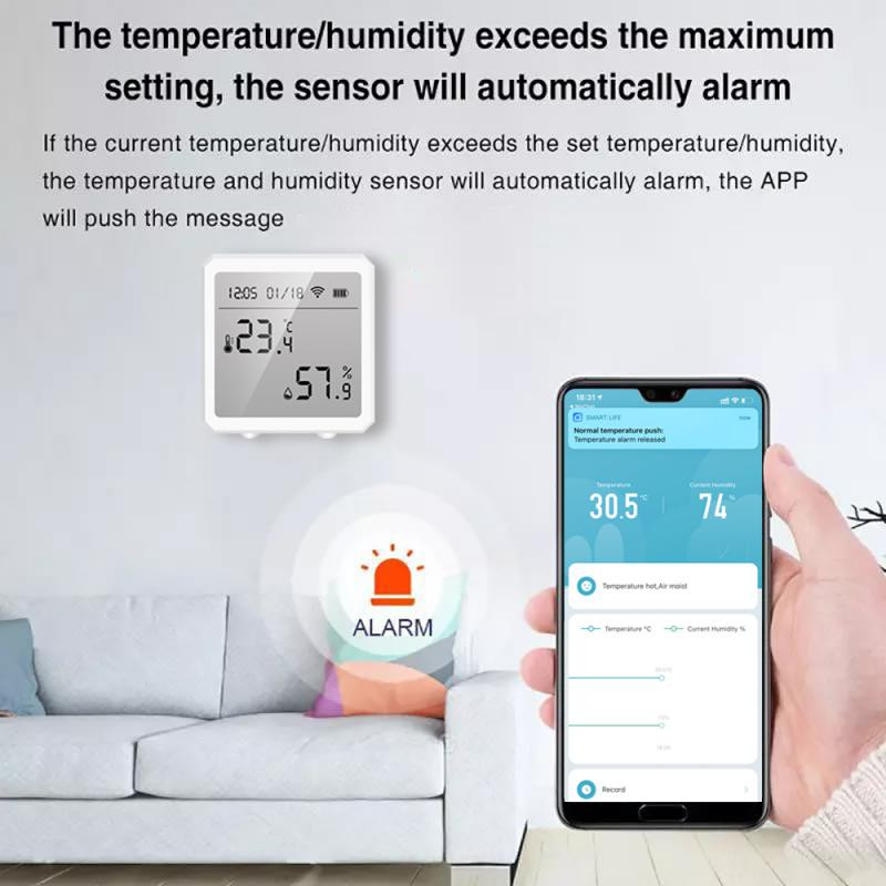Tenky Smart WIFI temperatūras un mitruma sensors iekštelpu higrometra termometrs TUYA viedais mājas darbs ar Alexa Google Assistant