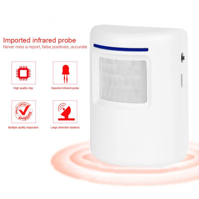 Tenky bezvadu Huamn korpusa sensors augstas precizitātes skaļruņi digitālais durvju zvans ar 1 raidītāju, inteliģenti infrasarkano staru trauksmes detektori