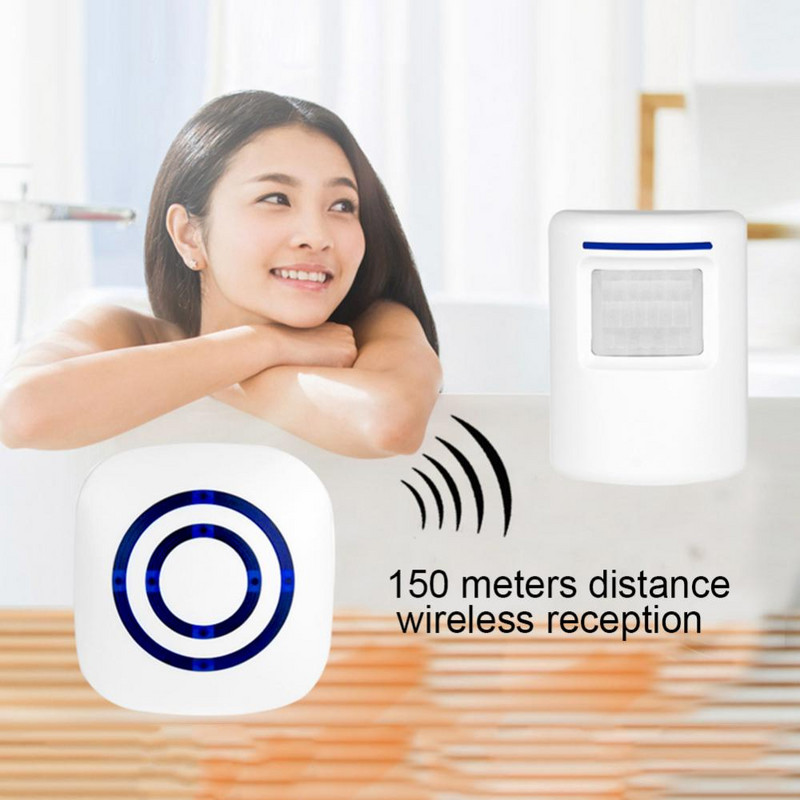 Tenky bezvadu Huamn korpusa sensors augstas precizitātes skaļruņi digitālais durvju zvans ar 1 raidītāju, inteliģenti infrasarkano staru trauksmes detektori