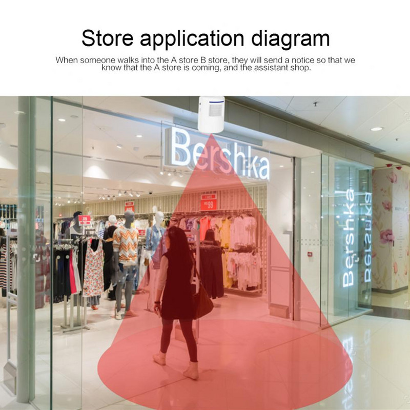 Tenky bezvadu Huamn korpusa sensors augstas precizitātes skaļruņi digitālais durvju zvans ar 1 raidītāju, inteliģenti infrasarkano staru trauksmes detektori