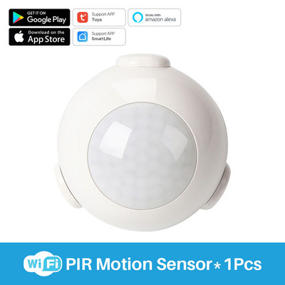 Tuya Smart WiFi PIR mozgásérzékelő Emberi test érzékelő érzékelő Intelligens otthon biztonsági riasztórendszer A SmartLife APP együttműködik az Alexával