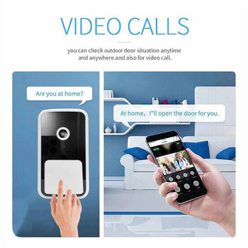Έξυπνο ασύρματο τηλεχειριστήριο βίντεο Doorbell Έξυπνο Visual Home ενδοεπικοινωνία HD νυχτερινής όρασης WiFi Επαναφορτιζόμενη πόρτα ασφαλείας Κουδούνι πόρτας
