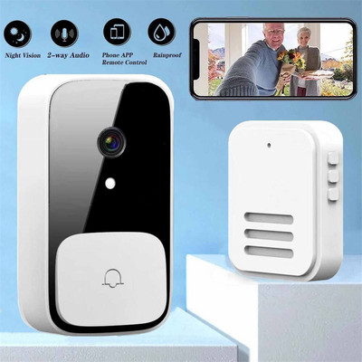 Nutikas juhtmevaba kaugjuhtimispuldiga video uksekell Intelligentne visuaalne kodune sisetelefon HD öönägemine WiFi laetav turvauksekell