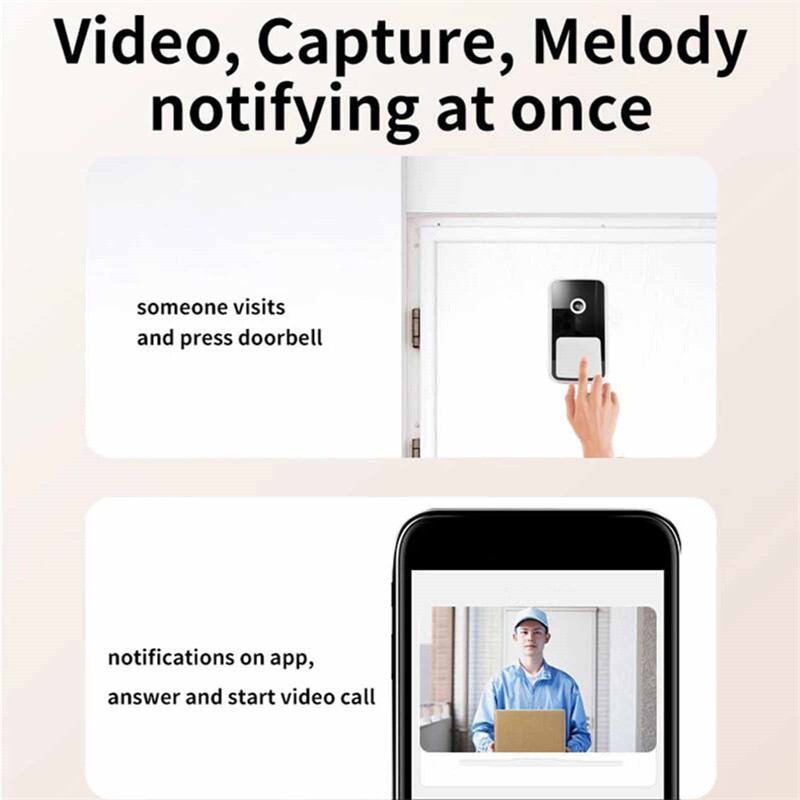 Nutikas juhtmevaba kaugjuhtimispuldiga video uksekell Intelligentne visuaalne kodune sisetelefon HD öönägemine WiFi laetav turvauksekell