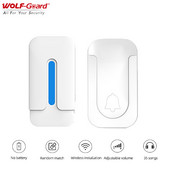 Wolf-Guard 433MHz Sonerie fără fir autoalimentată Moda 35 Muzică Sonerie pentru uşă cu conectare fără fir Fără baterie Mute /90dB /100dB /110dB