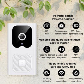 Видео звънец Интелигентен безжичен WiFi охранителен звънец Визуален запис Домашен монитор Нощно виждане Домофон Домофон USB
