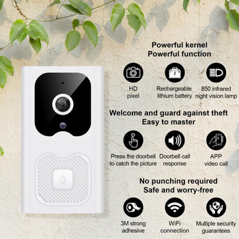 Video Doorbell Smart WiFi WiFi Security Κουδούνι πόρτας Οπτική εγγραφή Οθόνη σπιτιού Night Vision Θυροτηλέφωνο Θυροτηλέφωνο USB