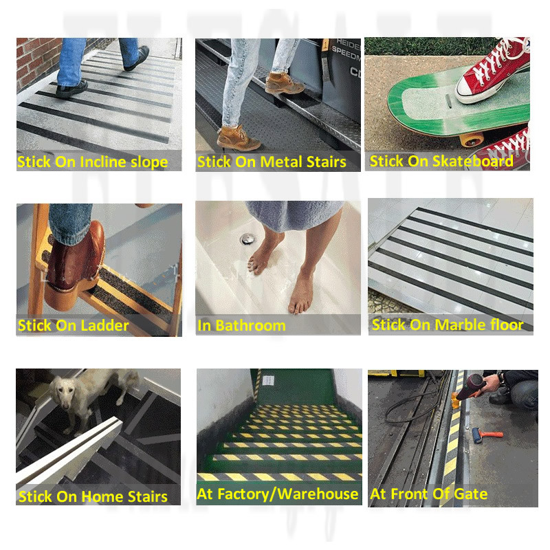 Augstas kvalitātes 1gab 2,5cm * 5m pretslīdēšanas brīdinājuma lente rūpnīcas noliktavai mājas vannas istabas kāpnēm pretslīdes darba vietas drošības lentes