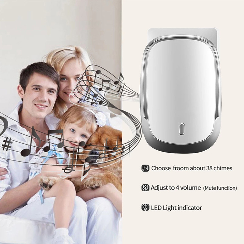 Sonerie fără fir, rezistentă la apă, alimentată cu baterie, Smart Digital Home Office Hotel alimentată cu baterie, rază de acțiune de 300 m, 4 niveluri