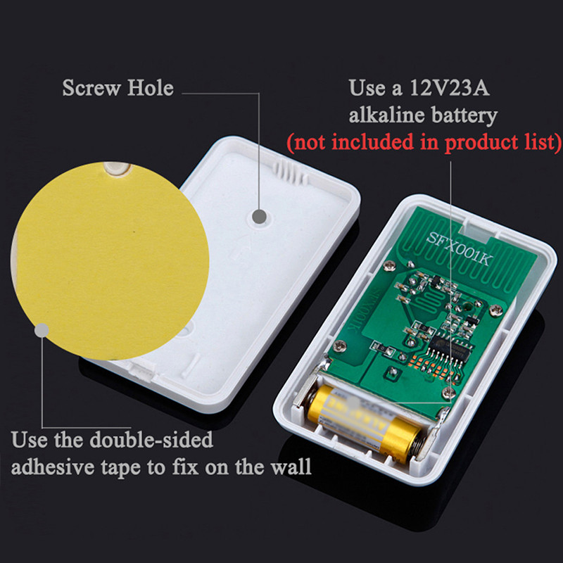 Sonerie fără fir, rezistentă la apă, alimentată cu baterie, Smart Digital Home Office Hotel alimentată cu baterie, rază de acțiune de 300 m, 4 niveluri