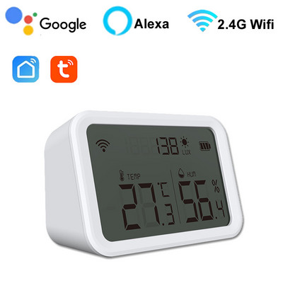 Tuya Smart House Wifi mitruma sensora temperatūras sensors Lux detektora atbalsts Smart Life App