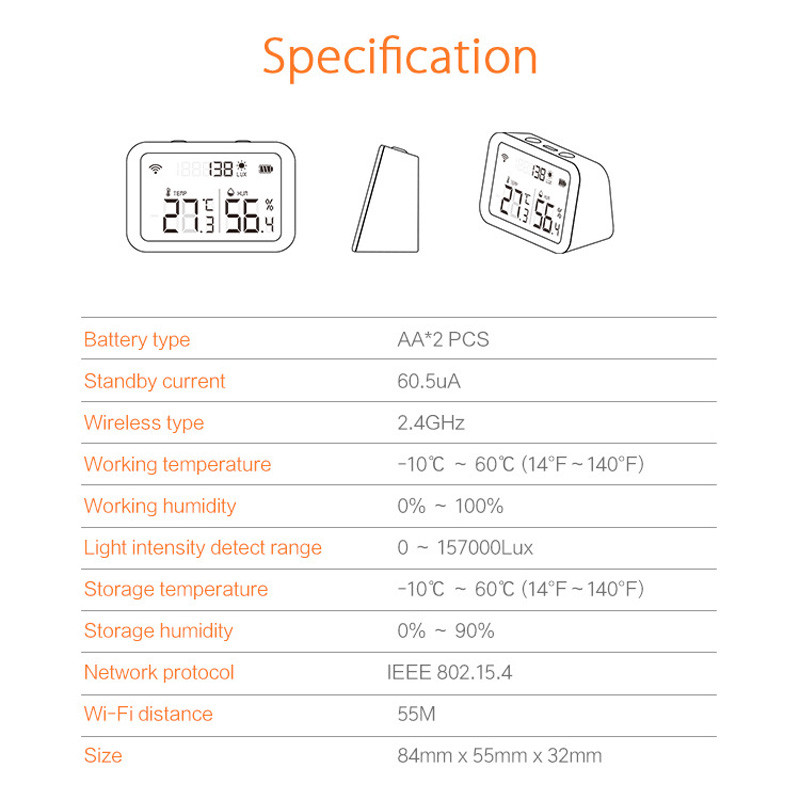 „Tuya Smart House Wifi“ drėgmės jutiklis, temperatūros jutiklis, „Lux“ detektorius, palaikantis „Smart Life“ programą